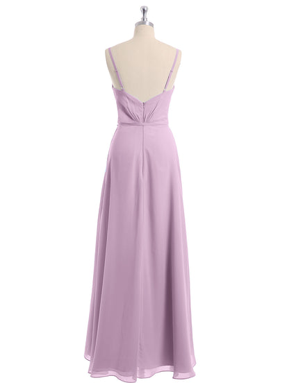 Spaghetti Strap High Low Chiffon Dresses with Bow-Wisteria