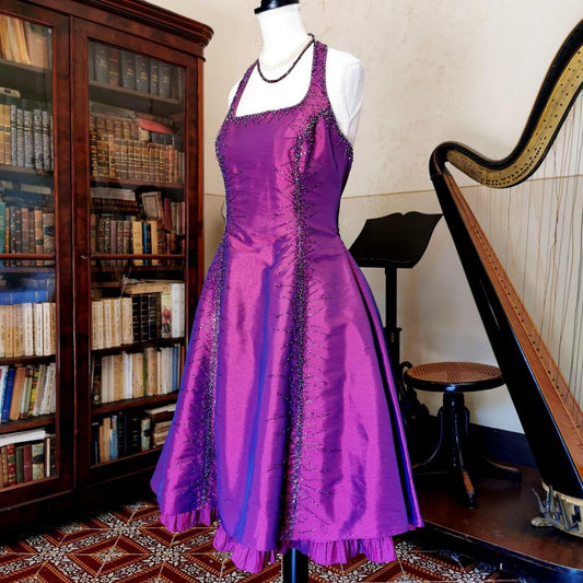 Girlhomeshops--Vintage Exquisite Beaded Short/Mid-Length Cropped Satin Homecoming Dress gh5535