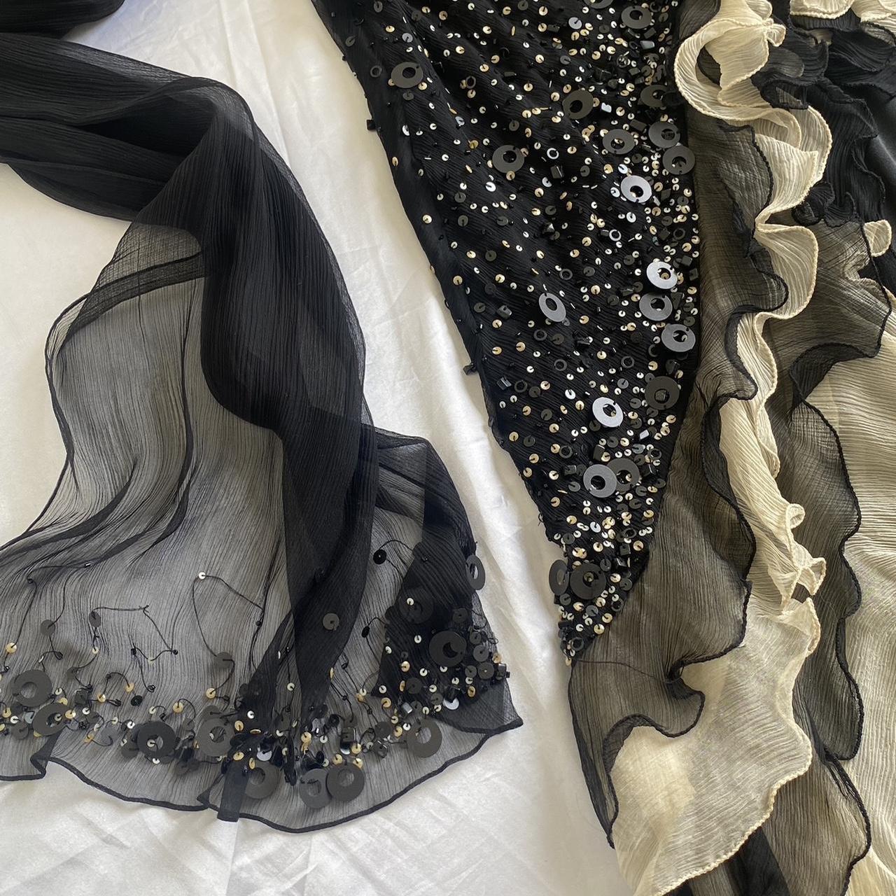 Sparkly Sequins Beaded Ruffles Mermaid Prom Dress Black Party Evening Dress cc2096