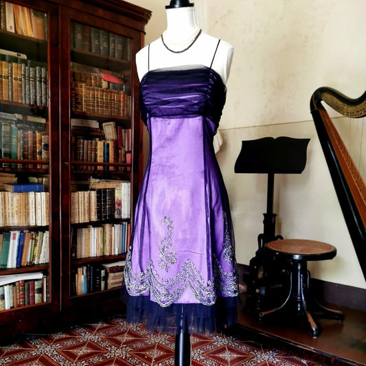 Girlhomeshops--Purple Gothic Vintage Midi Short Chiffon Homecoming Dress gh5530