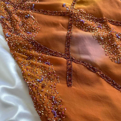 Orange Gorgeous Vintage Exquisite Beading Long Chiffon Ball Gown Evening Dress Party Dress gh3332
