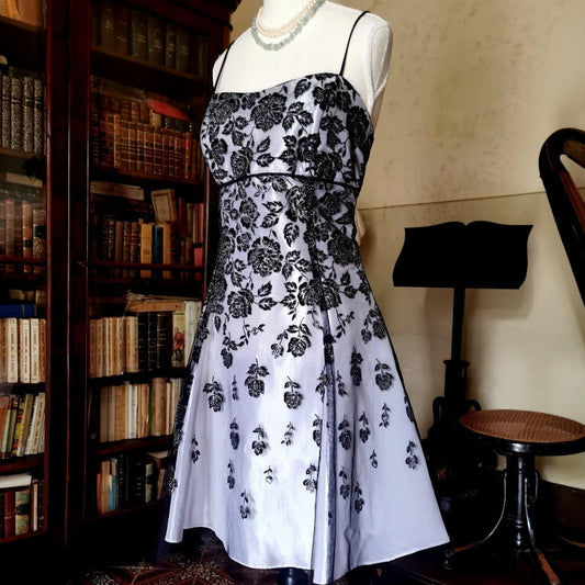 Girlhomeshops--Lilac Black Floral Gothic Vintage Short/Mid-Length Short Chiffon Homecoming Dress gh5531