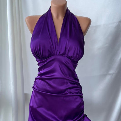 girlhomeshops--Purple Retro Elegant Simple Mid-Length Homecoming Dress Daily Date Dress Weekend Outfit Fashionable And Comfortable Popular Dress gh5673