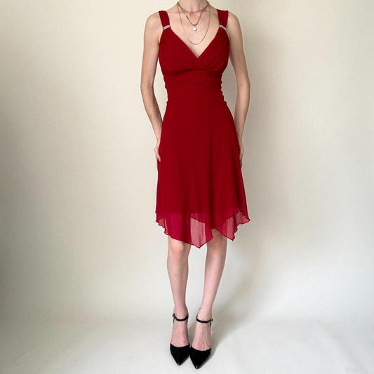 Red Chiffon Knee Length Short Homecoming Dress Birthday Party Dress gh4593