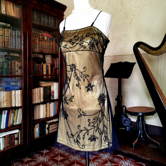 Girlhomeshops--Black and gold vintage floral gothic retro short/mid-length short chiffon homecoming dress gh5533
