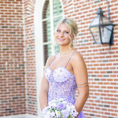 Vintage Lilac Applique Sequin Prom Dress Sweetheart A-Line Evening Dress Long Formal Dress HZ1024