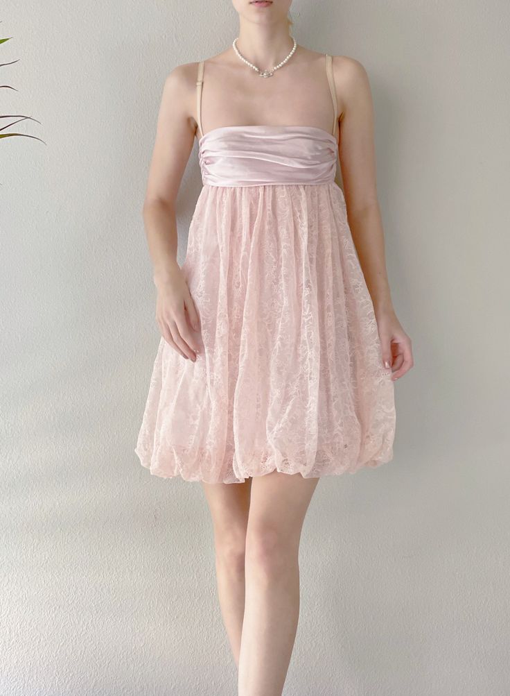 Sweet And Elegant Light Pink Suspender Lace Bow Bud 16th Birthday Homecoming Dress cc4152
