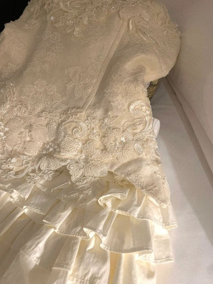 Sweet Palace Off-white Lace Embroidery A-line 16th Birthday Homecoming Dress cc4178