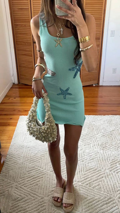 Sparkling Starfish Embellished Cocktail Dress for Homecoming and Birthday cc4021