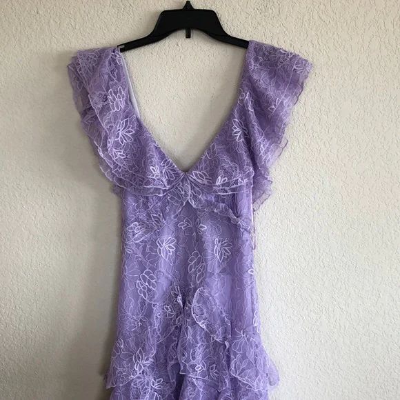 Vintage Lilac A-Line Lace Tiered Prom Dress Party Dress Evening Dress HZ1024