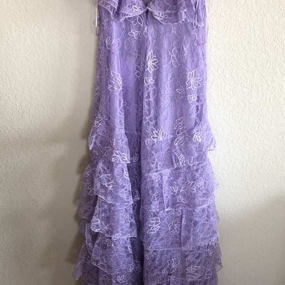 Vintage Lilac A-Line Lace Tiered Prom Dress Party Dress Evening Dress HZ1024