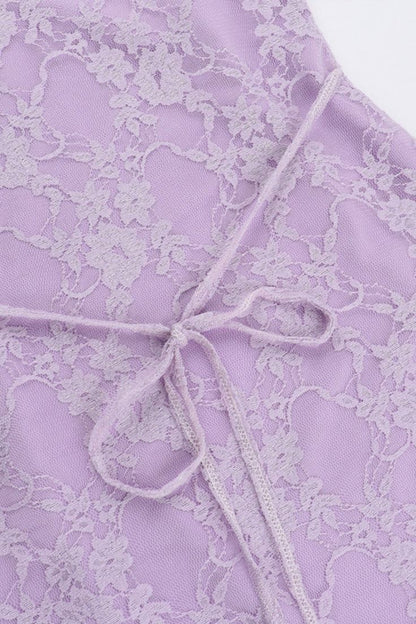 Sweet Lavender Lace Slit 17th Birthday Homecoming Dress cc4022