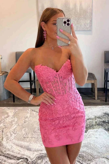 girlhomeshops--Mint Green/Pink Fashion Simple Short Lace Homecoming Dress gh5633