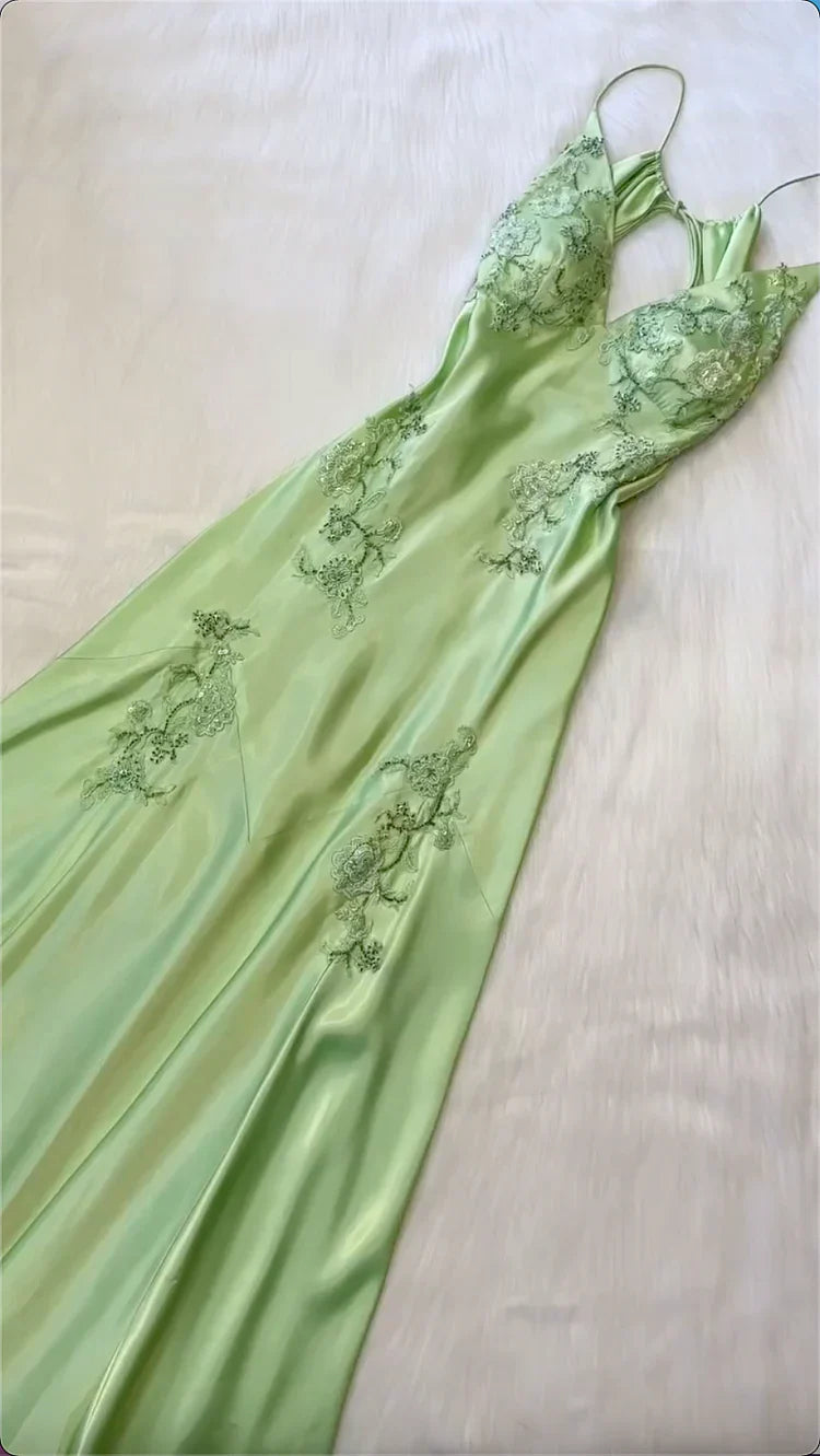 Beautiful Green Long Prom Dresses Wed Dress Formal Gown