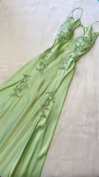 Beautiful Green Long Prom Dresses Wed Dress Formal Gown