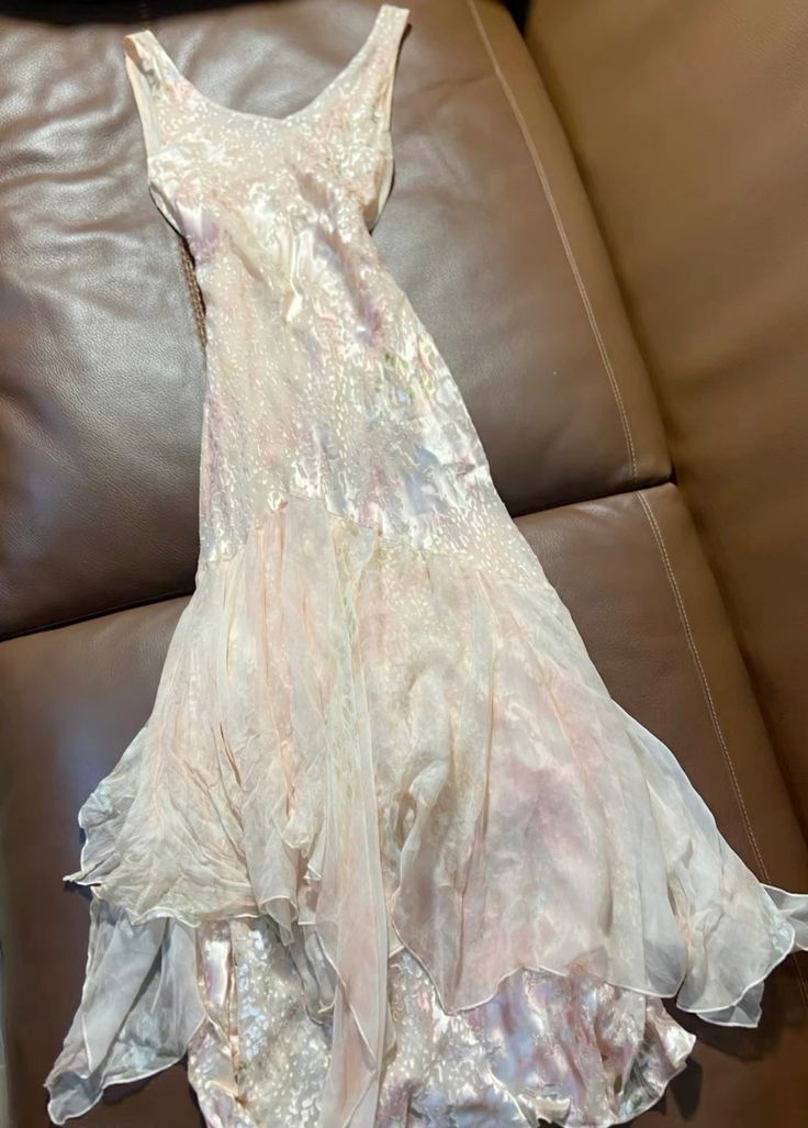 Dreamy Light Pink Gradient Floral Print Mermaid Shoulder Strap Chiffon Long Prom Dress Evening Dress cc4989