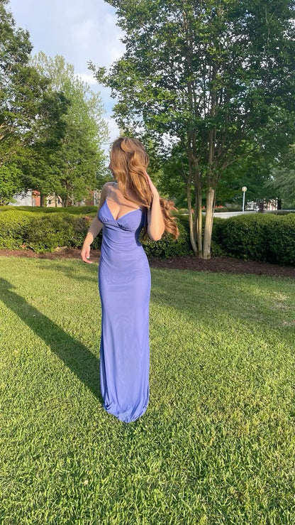 Elegant Mermaid V-neck Backless Chiffon Long Prom Dress Evening Dress Bridesmaid Dress cc5037