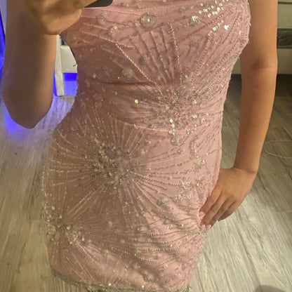 Gorgeous Pink Sequined Beaded Tassel Slim Fit 17th Birthday Homecoming Dress cc4386