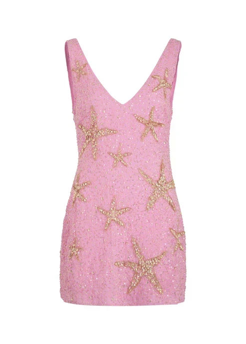 Retro Pink Sparkling Sequin V-neck Bodycon Homecoming Dress Party Dress HZ1024