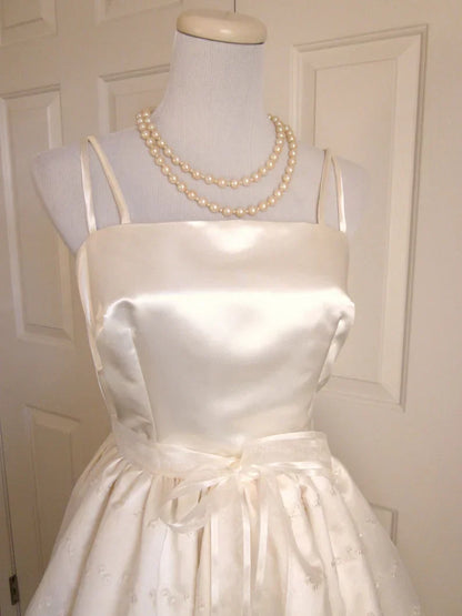 girlhomeshops--Ivory Cute Ribbon Lace A-Line Birthday Dress Homecoming Dress gh5572