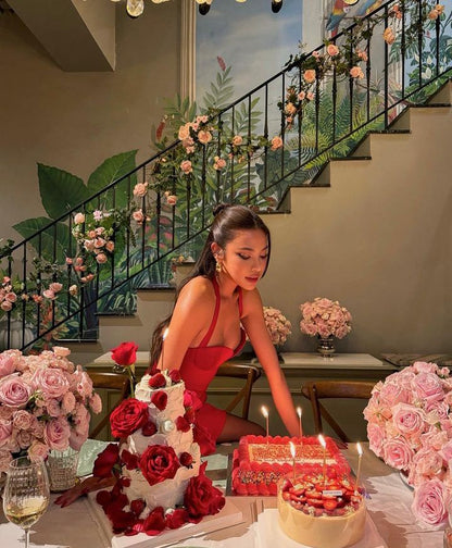 Sexy 19th Birthday Burgundy Satin Homecoming Dress cc3783