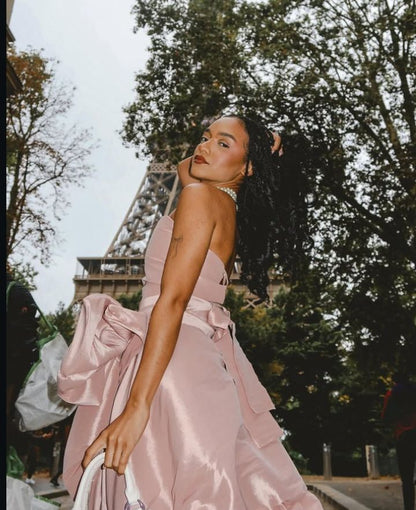 Design Pink Tube Top Bow Irregular 17th Birthday Homecoming Dress cc3796