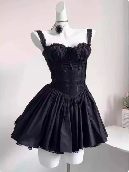 Vintage Spaghetti Strap Pleated A-Line Lace Short Party Dress Cocktail Dress Homecoming Dress HZ1024