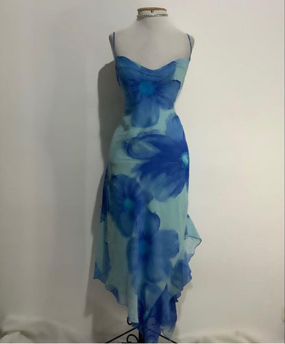 Flowy Chiffon Printed Strapless 19th Birthday Homecoming Dress cc3872