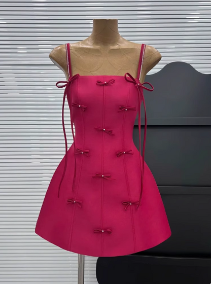 Sweet Bow Strap Waist Satin 17th Birthday Homecoming Dress cc3911