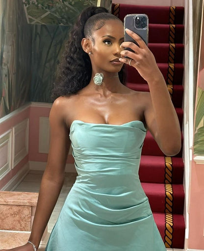 Simple Tube Top Herringbone Waist 17th Birthday Homecoming Dress cc3929