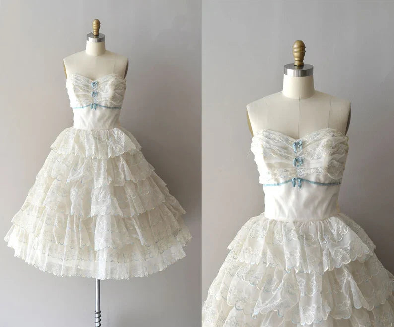 Cute White Tube Top Cake Birthday Dress Homecoming Dress cc3936