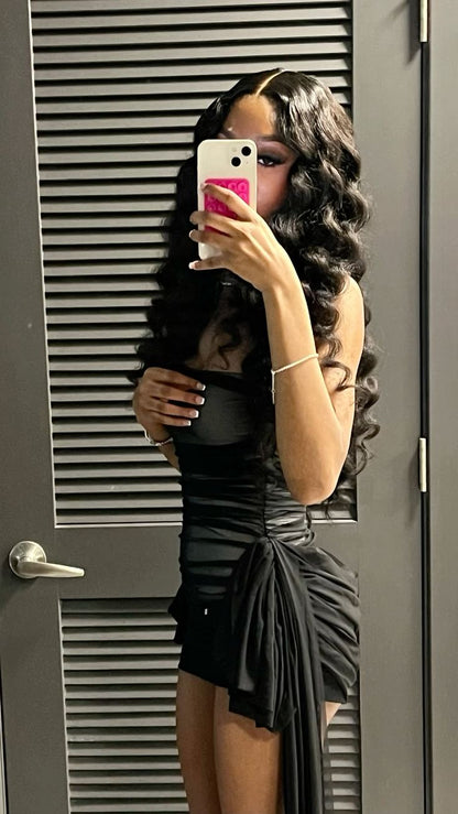 Sexy Black Tulle Bodycon Hip Tulle Birthday Short Skirt Homecoming Dress cc3940