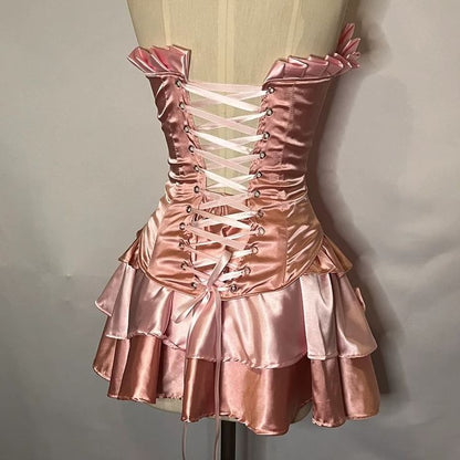 Sweet Heart Neck Pink Satin Bow 17th Birthday Homecoming Dress cc3943