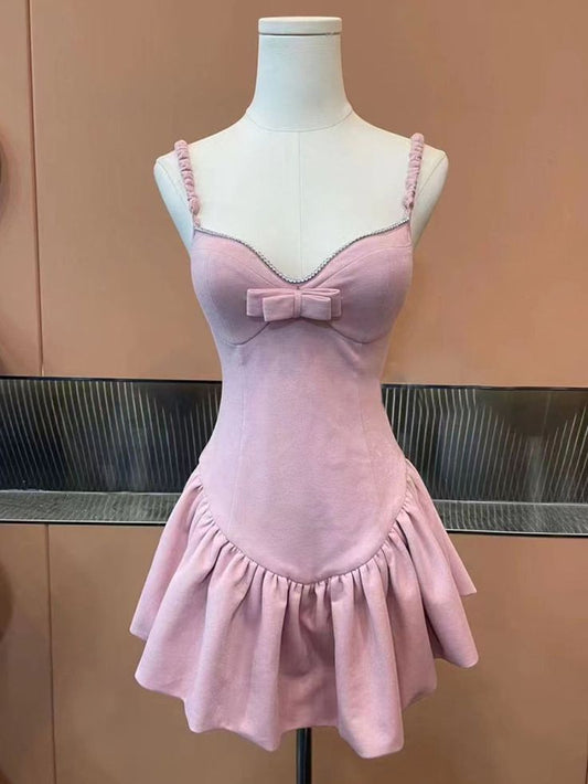 Sweet Bow Strap Waist Mini 16th Birthday Homecoming Dress cc3947