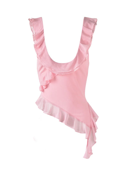 Elegant Ruffled Pink Two-piece Chiffon 17th Birthday Homecoming Dress cc3981