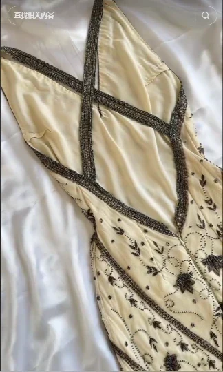 Vintage Ivory V-neck Embroidery Mermaid Prom Dress Party Dress Evening Dress HZ1024