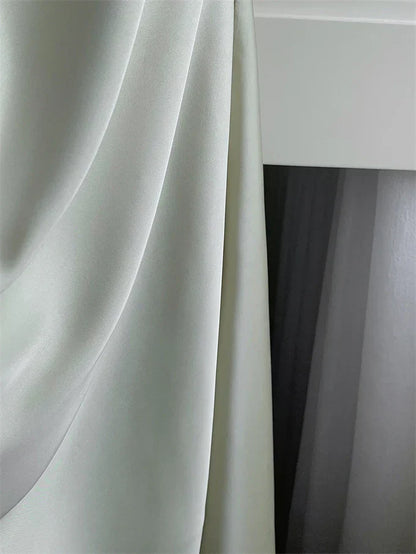 Vintage Sage Green Ruffle Mermaid Satin Long Prom Dress Party Dress Evening Dress HZ1024