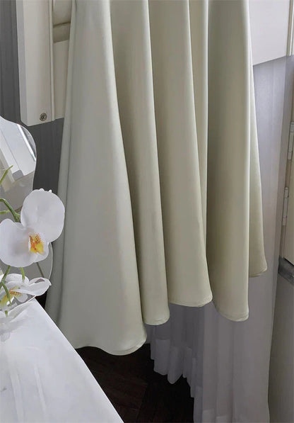 Vintage Sage Green Ruffle Mermaid Satin Long Prom Dress Party Dress Evening Dress HZ1024