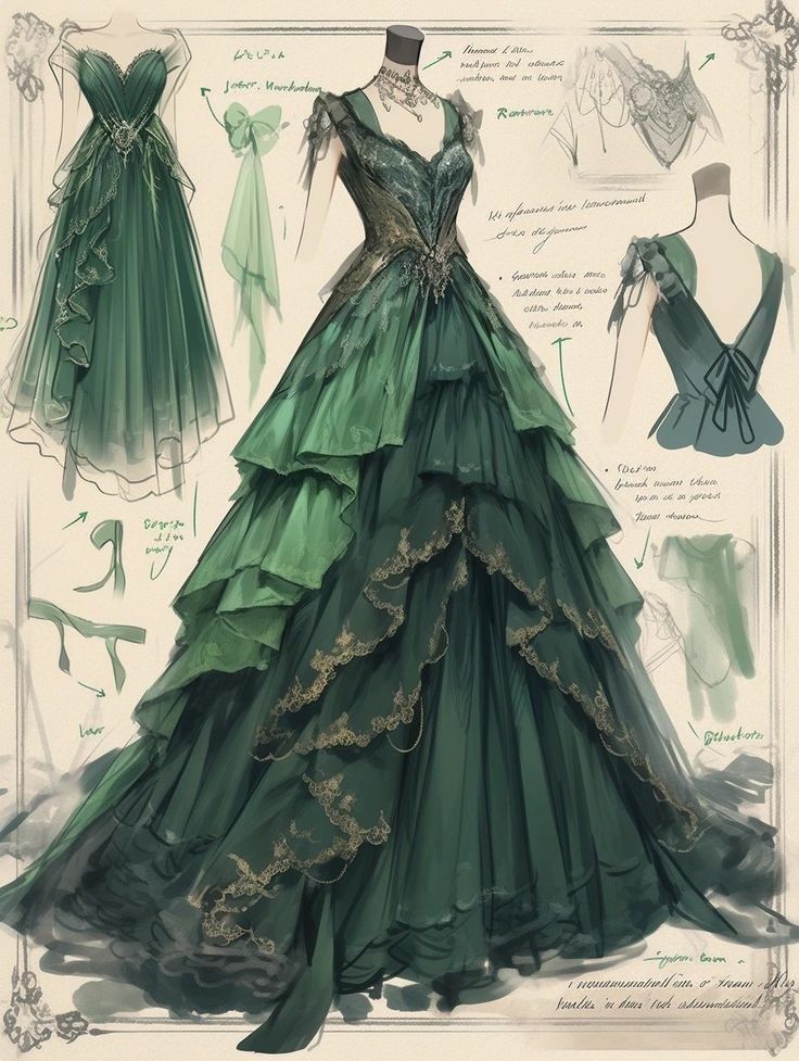 Vintage Emerald Green A-line Lace Layered Tulle Train Prom Dress Evening Dress cc5396