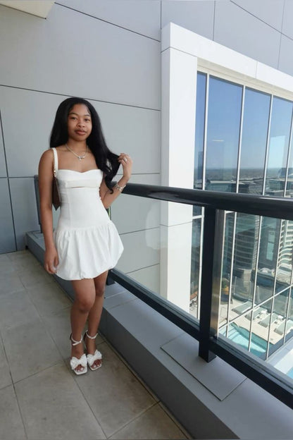 Sweet White Suspender Slim Bud 16th Birthday Homecoming Dress cc4678