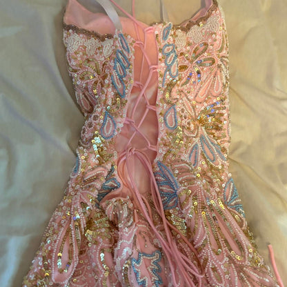 Gorgeous Pink Thin Strap Beaded Sequins Slim Birthday Dress Homecoming Dress cc4071