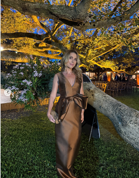 Elegant Bronze Sleeveless Deep V Backless Bow Satin Long Prom Dress Evening Dress cc5648