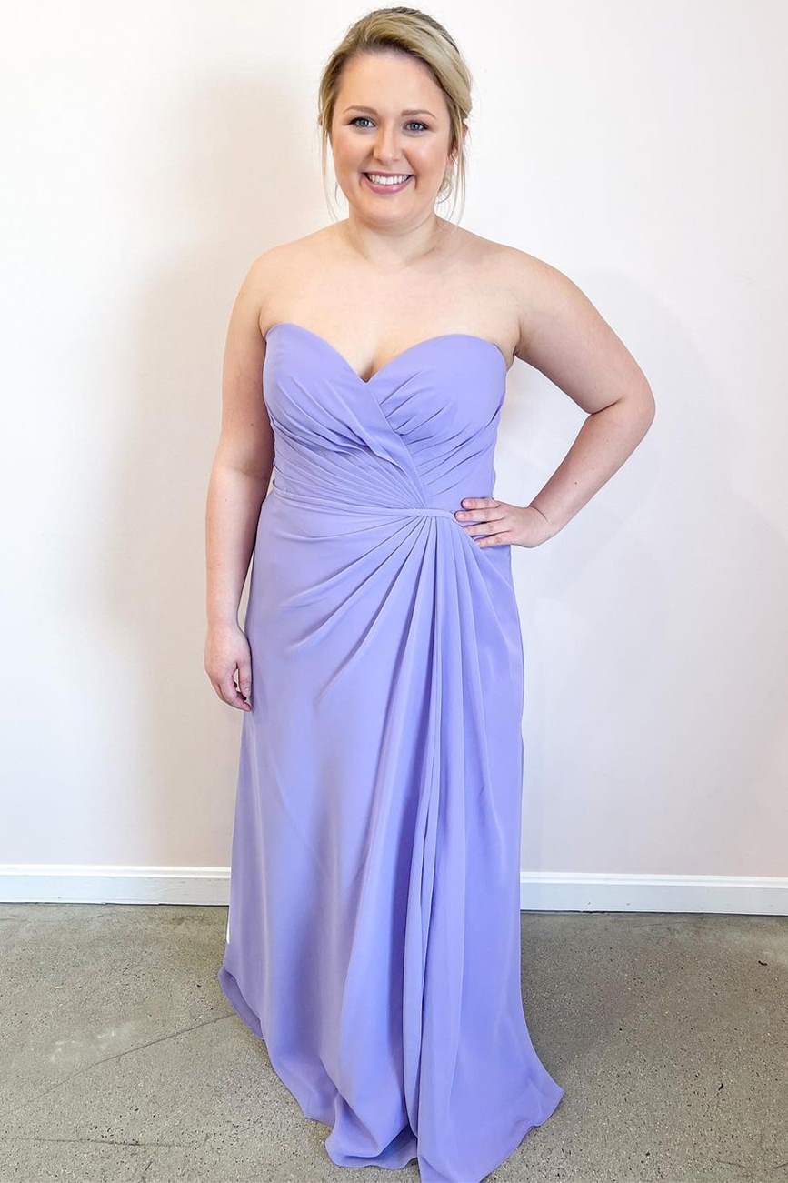 Lavender Chiffon Sweetheart Ruched Bridesmaid Dress
