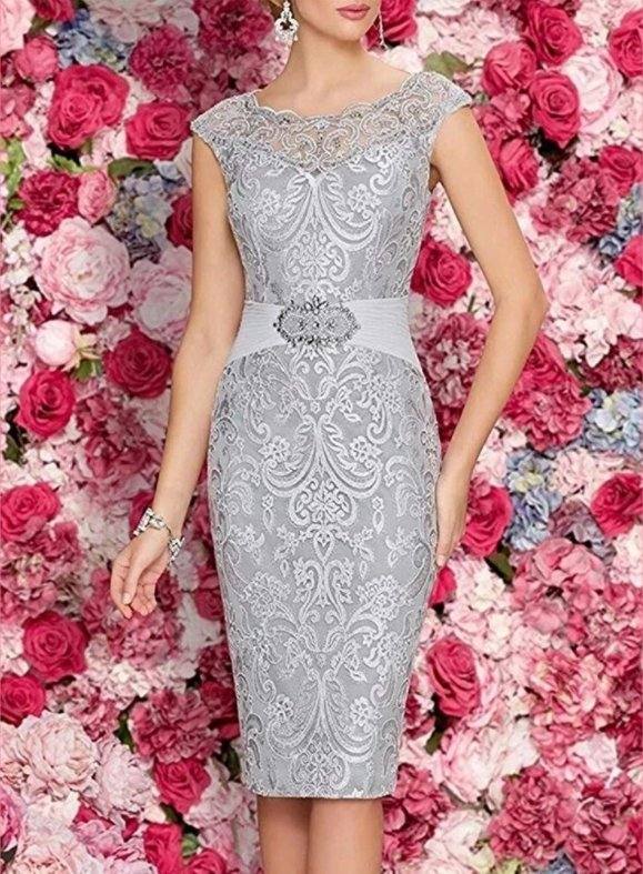 Plus Size Mother Of The Bride Dresses Sheath Chiffon Appqliues Beaded With Jacket Groom Short Mother Dresses For Wedding - RongMoon