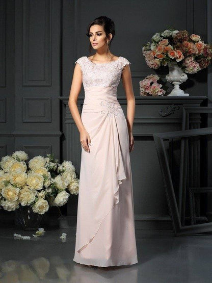 A-Line/Princess Scoop Lace Sleeveless Long Chiffon Mother of the Bride Dresses - RongMoon