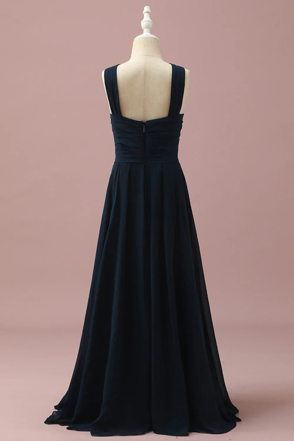 Navy Halter A-Line Sleeveless Junior Bridesmaid Dress