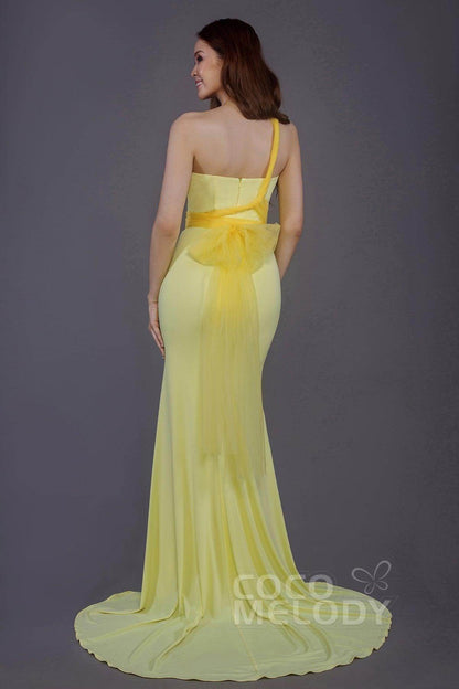 Mermaid Court Train Knitted Fabric Bridesmaid Dress PR3498