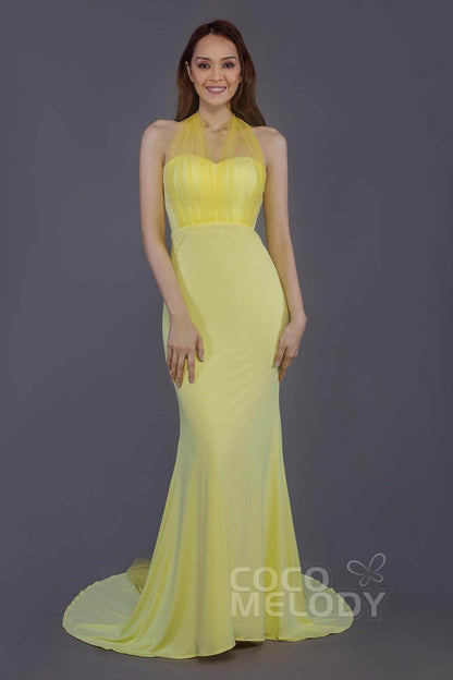 Mermaid Court Train Knitted Fabric Bridesmaid Dress PR3498