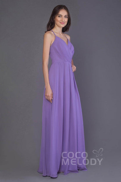 Sheath-Column Floor Length Chiffon Bridesmaid Dress PR3572