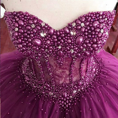 Pearl Beading Sweetheart Bodice Corset Wedding Dresses Burgundy